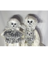December Diamonds skeleton bride &amp; groom white ivory silver 33” skull - $359.99