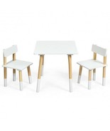 Kids Wooden Table and 2 Chairs Set-White - Color: White - £78.06 GBP