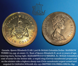 1971 Canada Reine Elizabeth II Argent British Colombie Arc-en-Ciel Tons Pièce - £31.01 GBP