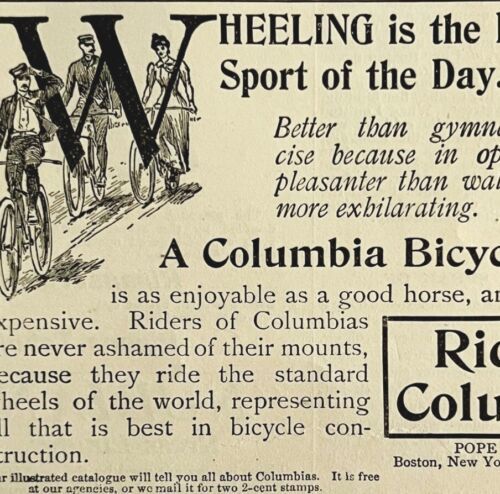 Columbia Bicycles 1894 Advertisement Victorian Pope Bikes Wheeling ADBN1u - £15.17 GBP