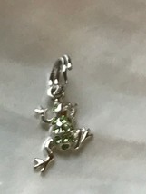 Estate Dainty Silvertone Front with Light Green Rhinestones FROG Charm or Pendan - £6.85 GBP