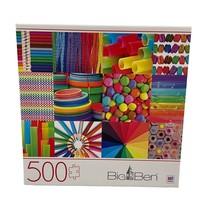 Jigsaw Puzzle Colorful Collage Primary Colors Bright 500 Piece - $14.50