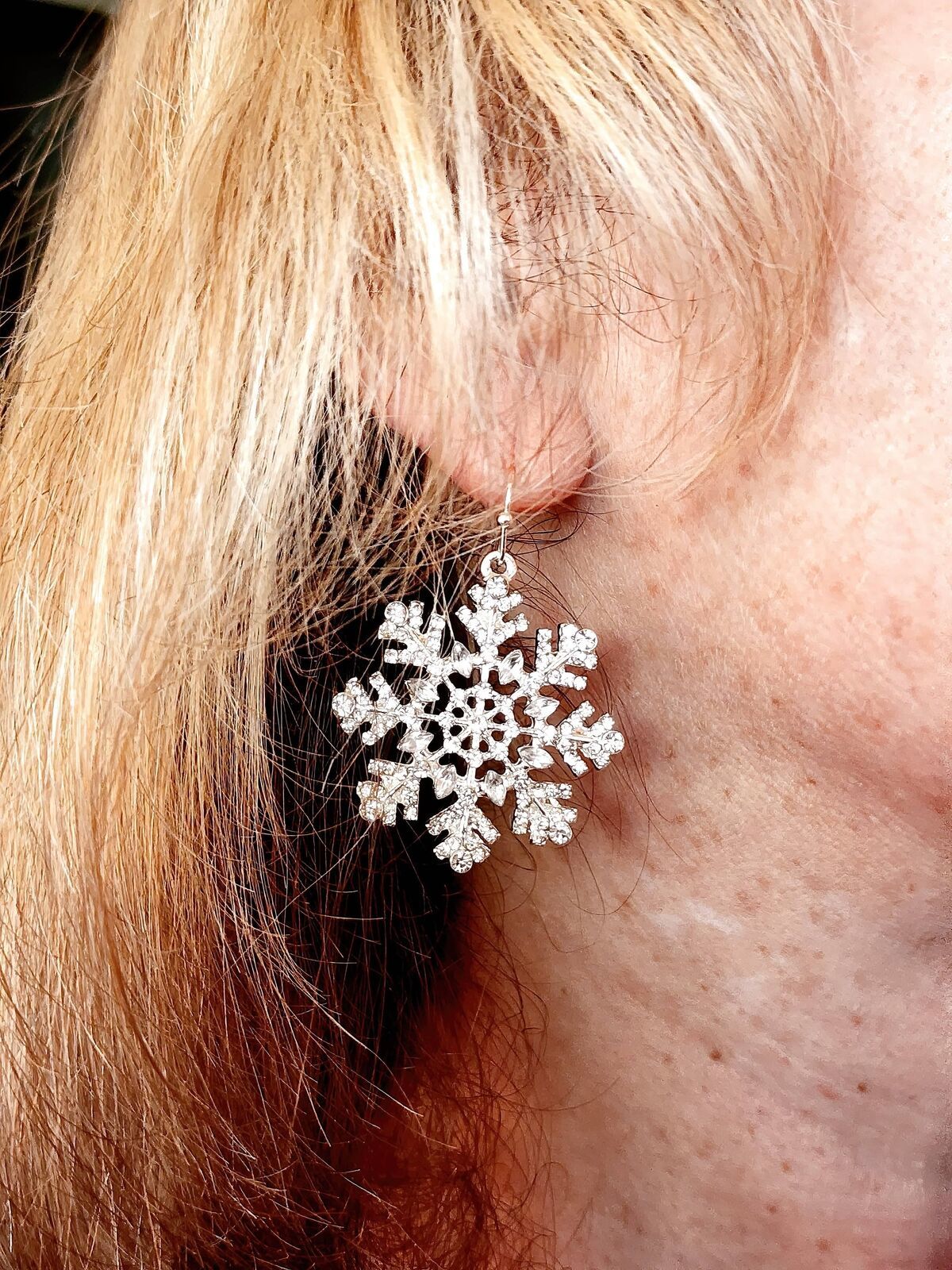 Silver Color Snowflake Earrings