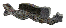 Colorful Coiled Mermaid Recycled Rolled Paper Art On Wood Sculpture 27 Inch - £17.38 GBP