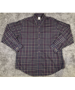 Brooks Brothers Shirt Mens Large Navy Plaid 365 Polo Button Up Down Long... - $19.75