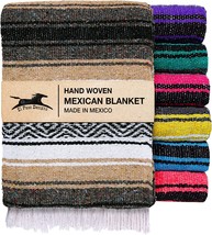 El Paso Designs Mexican Yoga Blanket | Colorful Falsa Serape | Park, Beige - £26.53 GBP
