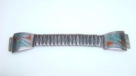 Vintage Sterling Southwest Watch Tips Ends Watch Band With Inlaid Stones - $65.00