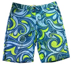 Mens Loudmouth Golf Casual Shorts Blue &amp; Lime Paisley Swirl Size 38 10.5... - $27.84