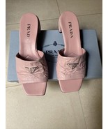 PRADA New Pink Antique Leather Block Heel Slide Shoes 10B/40EU - £524.28 GBP