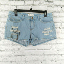 Forever Twenty One Womens Shorts 28 Blue Stretch Distressed Denim Chain Detail - £13.51 GBP