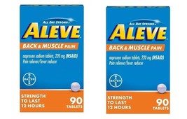 Aleve Back &amp; Muscle Pain Reliever Naproxen Sodium 90 Tablets Pack of 2 E... - £14.01 GBP