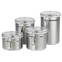 Home Basics 4 Piece Stainless Steel Canister Set,Silver - $65.99