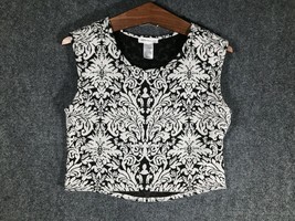 Socialite Cropped Tank Top Shirt Floral Black White Medium Womens Size M Cute - £9.01 GBP