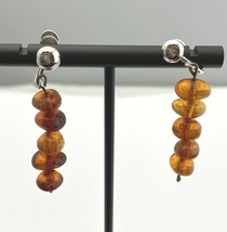 Vintage Artisan Amber Drop Earrings, Screw-On - £8.21 GBP