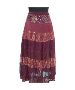 Cache Sequin Metallic Lace Evening Day Skirt Boho Chic New  $128 NWT Bur... - $70.02 CAD