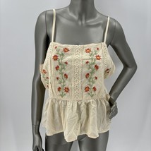 NWOT Bila•77 Women’s Sleeveless Floral Embroidered Crop Blouse Yellow Size XL - £9.32 GBP