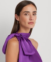 Lauren Ralph Lauren Women&#39;s Charmeuse Tie-Neck Halter Blouse - Purple Ja... - $37.00