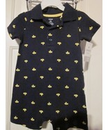 NWT - CARTER&#39;S YELLOW SUBMARINE Size 12M Short Sleeve Snap-Front Short O... - £7.82 GBP