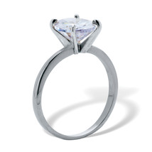 PalmBeach Jewelry 2.54 TCW Sterling Silvertone CZ Oval Solitaire Engagement Ring - £22.86 GBP