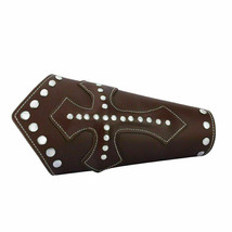 Medieval Leather Bracers with Cross Rivets Brown Arm Guard Larp Sca - £43.27 GBP