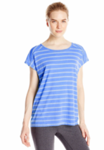 New Calvin Klein Performance Women&#39;s Micro-Stripe Keyhole-Back T-Shirt L... - $22.99