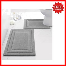 Machine Washable 2-Piece Microfiber Bath Rug Set - Non-Slip Grey Design - $891.99 MXN