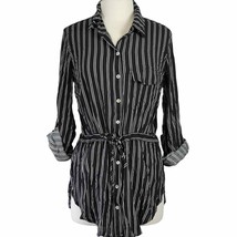 Just Living The Dream Womens Shirt Black Stripe Tunic Casual 3/4 Sleeves... - £10.27 GBP