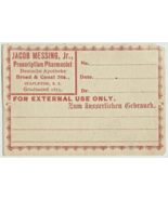 Antique Pharmacy Label FOR EXTERNAL USE Jacob Messing Jr Stapleton Stato... - $985.64 MXN