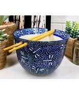 Ming Style Tombo Dragonfly Ramen Noodles 5&quot;D Soup Rice Bowl With Chopsti... - $382.11 MXN