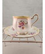 Royal Albert England 2521 Cup Saucer Yellow Leaf Pink Roses Scalloped Vi... - £18.00 GBP