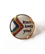 Vintage Jesus Loves You Pin Hong Kong NOS Rainbow 1&quot; Religious Jewelry F7F4 - $183.89 MXN