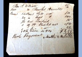 1850 antique HANDWRITTEN COUNTRY STORE RECEIPT exeter ma VARRELL MATHIS/... - $34.60