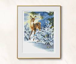 Deer Cross Stitch Woodland pattern pdf - Winter Forest Cross Stitch Bambi chart - £5.32 GBP