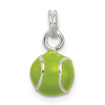 Sterling Silver Green Enamel Tennis Ball Charm Pendant Jewelry 15mm x 8mm - £20.35 GBP