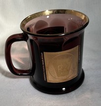 Vintage Pennsylvania Railroad Purple Glass Cup Mug  Gold Decoration 4&quot; x 4&quot; - £13.39 GBP