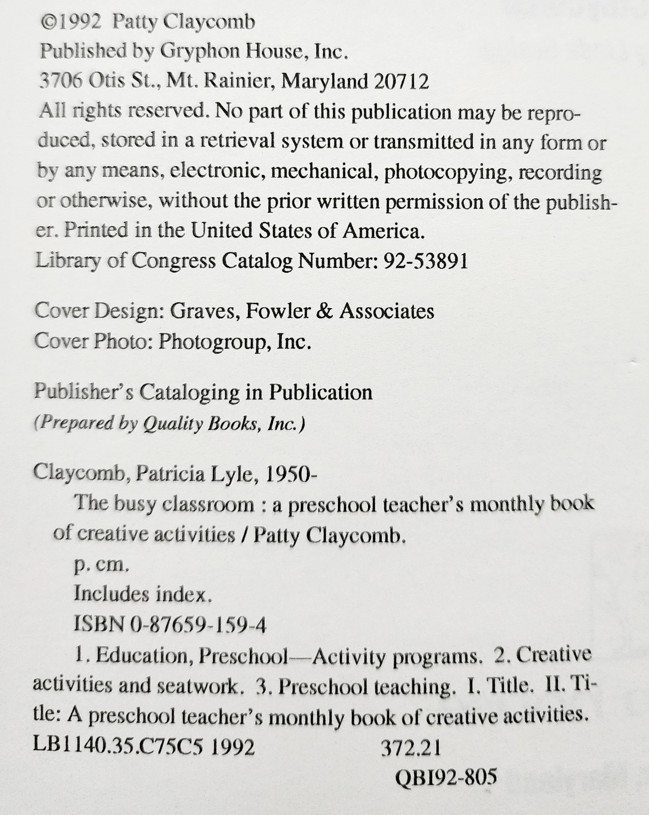 1992 The Busy Classroom 1st Edition Preschool Teacher Creative Activities GstRm Item image 3
