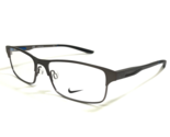 Nike Eyeglasses Frames 8046 071 Gunmetal Gray Rectangular Wire Rim 54-16... - £74.56 GBP