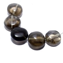 Smoky Quartz Smooth Round Coin Beads Briolette Natural Loose Gemstone Jewelry - £5.17 GBP