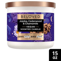 Beloved Love &amp; Rest Jojoba, Cedarwood &amp; Chamomile 3-Wick Vegan Candle - 15oz - £3.92 GBP