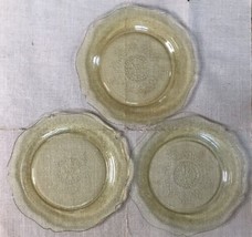 Vintage Federal Glass Amber Yellow Patrician Dinner Plate Set Of 3 - $17.82