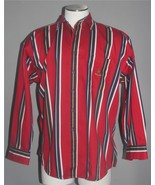 VTG CHAPS Ralph Lauren Red Striped Embroidered Crown Logo Pocket Shirt M... - $19.99