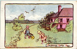 Vtg Gaudin Postcard 1908 - Childhood&#39;s Happy Days - £4.40 GBP