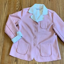 VTG Pink Teddy Shearling Jacket Coat Faux Fur Leather Suede Boho Western Soft L - £33.16 GBP