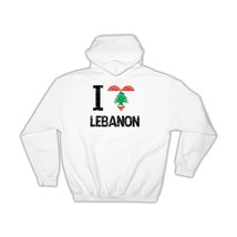 I Love Lebanon : Gift Hoodie Heart Flag Country Crest Lebanese Expat - £28.76 GBP