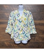Alfred Dunner Shirt Size 16 Geometric Button Up Band Collar Embroidered ... - $19.42 CAD