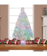 Holiday Time 32 inch White Fiber Optic Mini Christmas Tree Color Changin... - $39.59