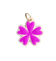 Rubber Silicone Mini Craft Jewelry Bracelet Charm  - Purple Flower - £5.58 GBP