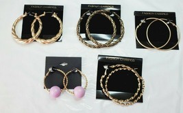 Fashion Earrings Hoops 5 Pair Large Gold Tone Lavender Lever Backs New #9 - £18.29 GBP