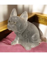 Vintage Frosted Glass Dog Figurine French Bulldog Frenchie 3-1/4&quot; Art Glass - $33.72 CAD