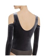 SUNSET AND SPRING VELVET COLD SHOULDER LONG SLEEVE BODYSUIT, GREY, S/M/L - $32.00